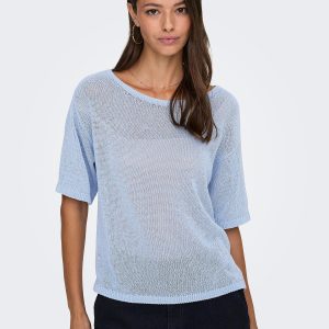 JDYSHINE LIFE SS PULLOVER KNT POWDER BLUE MEL – Image 6
