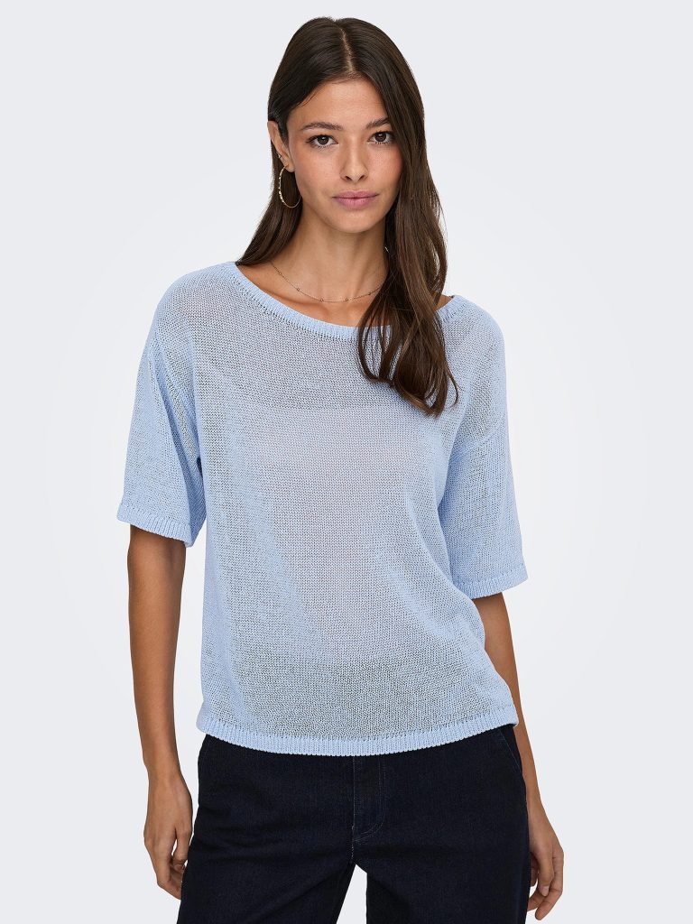 JDYSHINE LIFE SS PULLOVER KNT POWDER BLUE MEL