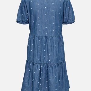ONLNOVA AZURE SS THEA DRESS MED BLUE DENIM BOW - Image 2