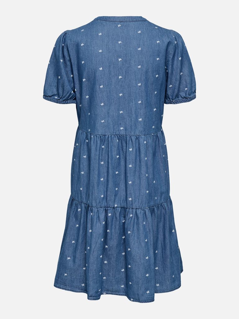 ONLNOVA AZURE SS THEA DRESS MED BLUE DENIM BOW