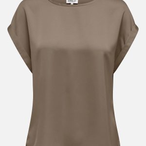 ONLLIEKE SS SATIN MIX TOP WVN WALNUT NOOS – Image 1