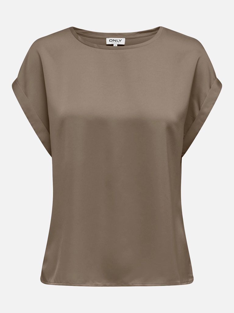 ONLLIEKE SS SATIN MIX TOP WVN WALNUT NOOS