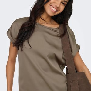 ONLLIEKE SS SATIN MIX TOP WVN WALNUT NOOS – Image 5