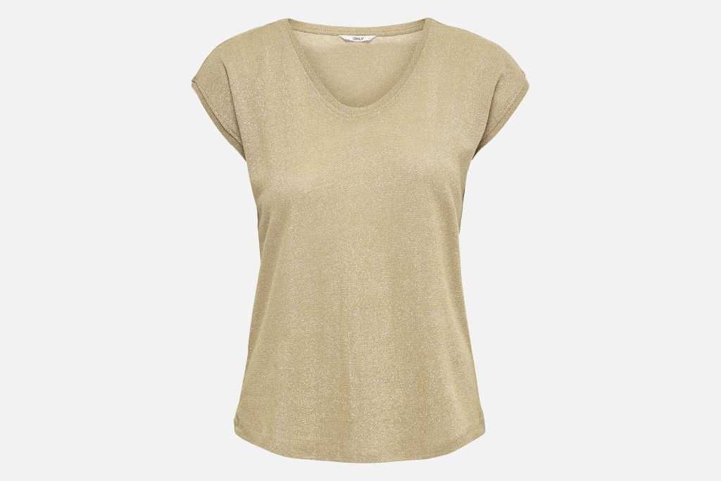ONLSILVERY SS V NECK LUREX TOP JRS NOOS GOLD