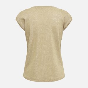 ONLSILVERY SS V NECK LUREX TOP JRS NOOS GOLD – Image 2