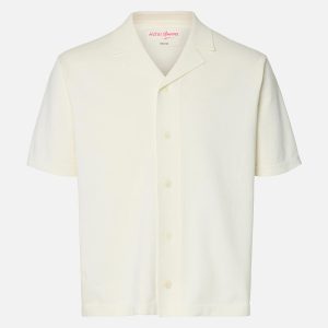 SLHAMOUR INTARSIA RELAXED POLO CARDIGAN EGRET – Image 1