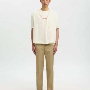 SLHAMOUR INTARSIA RELAXED POLO CARDIGAN EGRET – Image 3