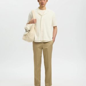 SLHAMOUR INTARSIA RELAXED POLO CARDIGAN EGRET – Image 4
