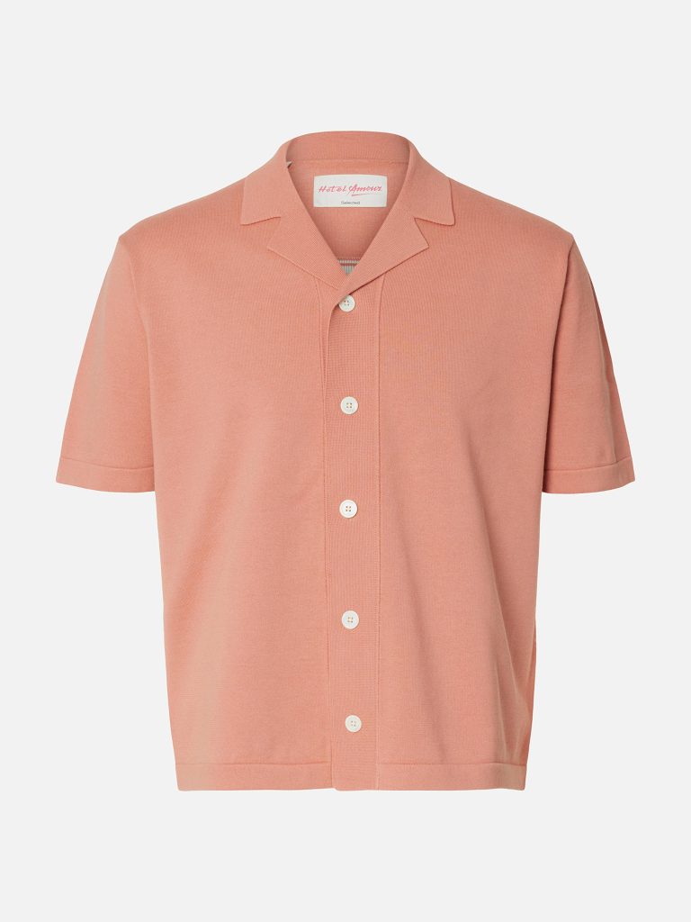 SLHAMOUR INTARSIA RELAXED POLO CARDIGAN ROSE