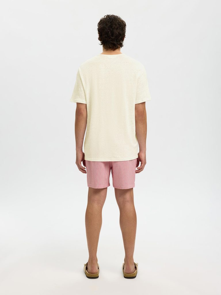 SLHBET LINEN SS ONECK TEE EGRET