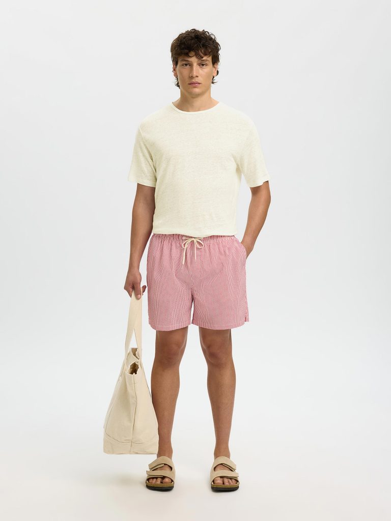 SLHBET LINEN SS ONECK TEE EGRET
