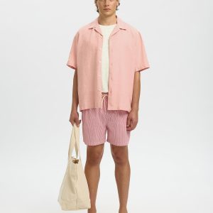 SLHBET LINEN SS ONECK TEE EGRET - Image 4