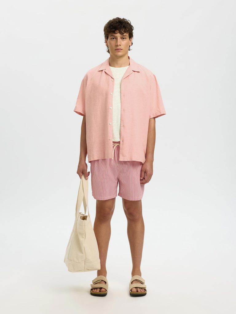 SLHBET LINEN SS ONECK TEE EGRET