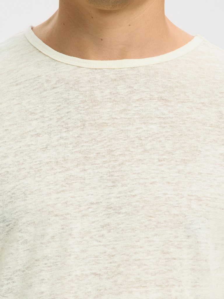 SLHBET LINEN SS ONECK TEE EGRET