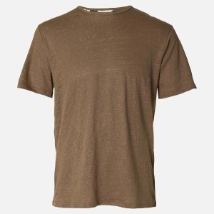 SLHBET LINEN SS ONECK TEE CHOCOLATE CHIP – Image 1