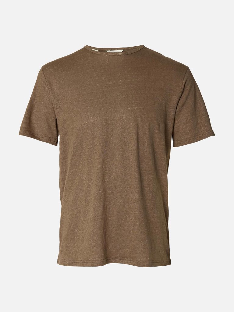 SLHBET LINEN SS ONECK TEE CHOCOLATE CHIP