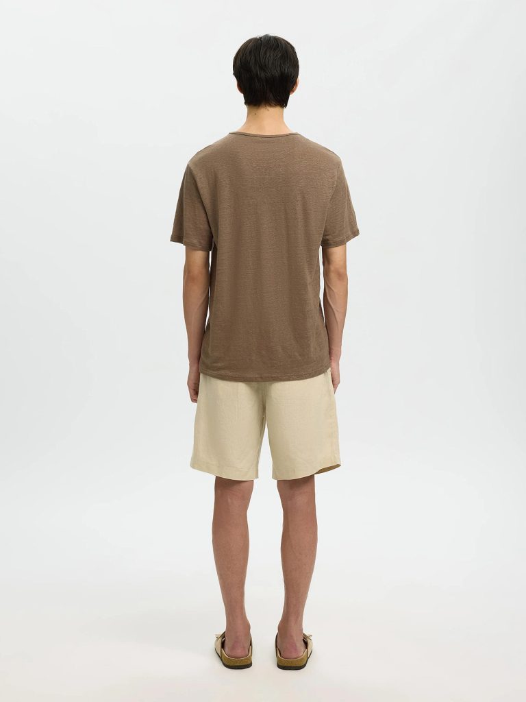 SLHBET LINEN SS ONECK TEE CHOCOLATE CHIP