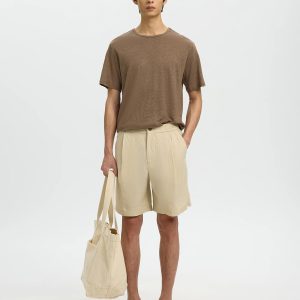 SLHBET LINEN SS ONECK TEE CHOCOLATE CHIP – Image 3