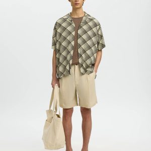 SLHBET LINEN SS ONECK TEE CHOCOLATE CHIP – Image 4