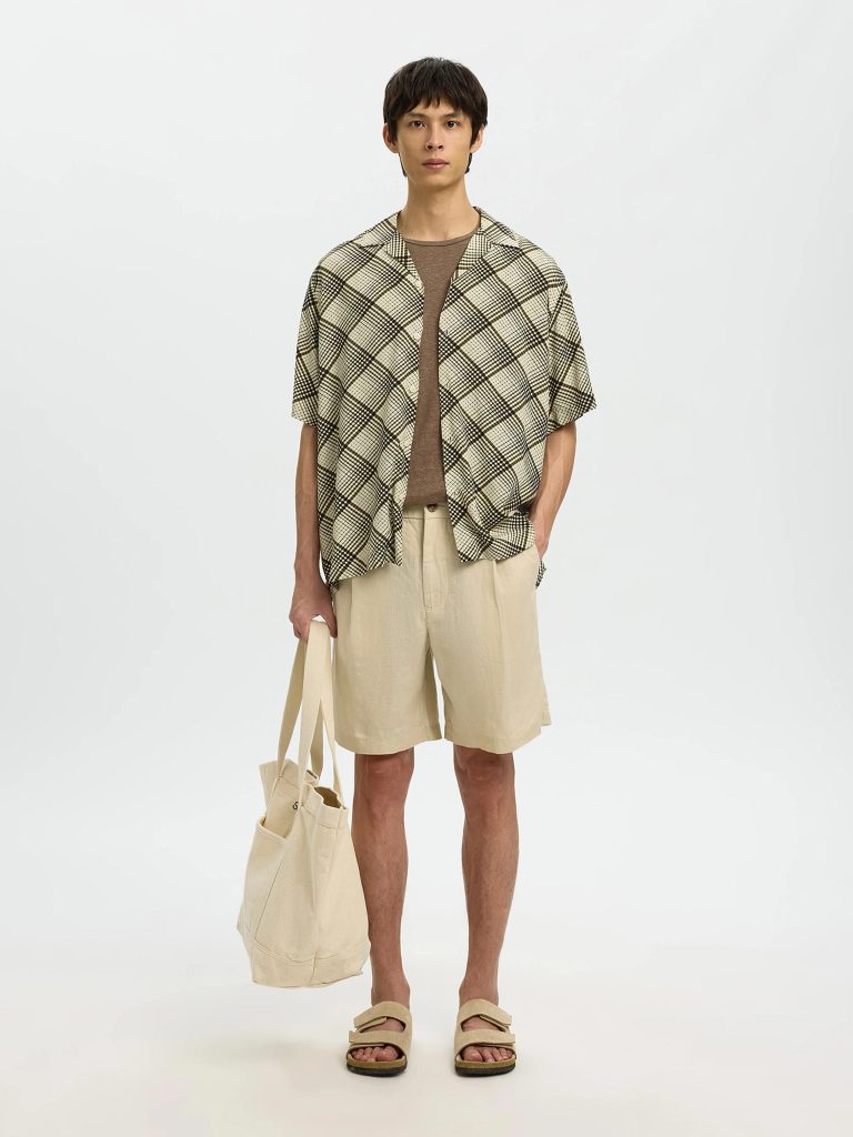 SLHBET LINEN SS ONECK TEE CHOCOLATE CHIP