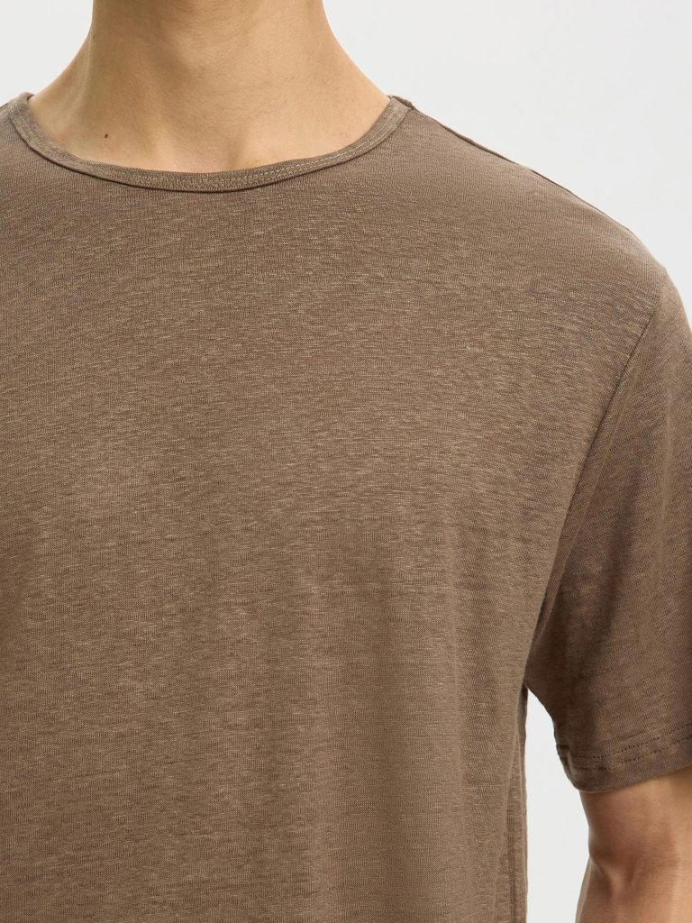 SLHBET LINEN SS ONECK TEE CHOCOLATE CHIP