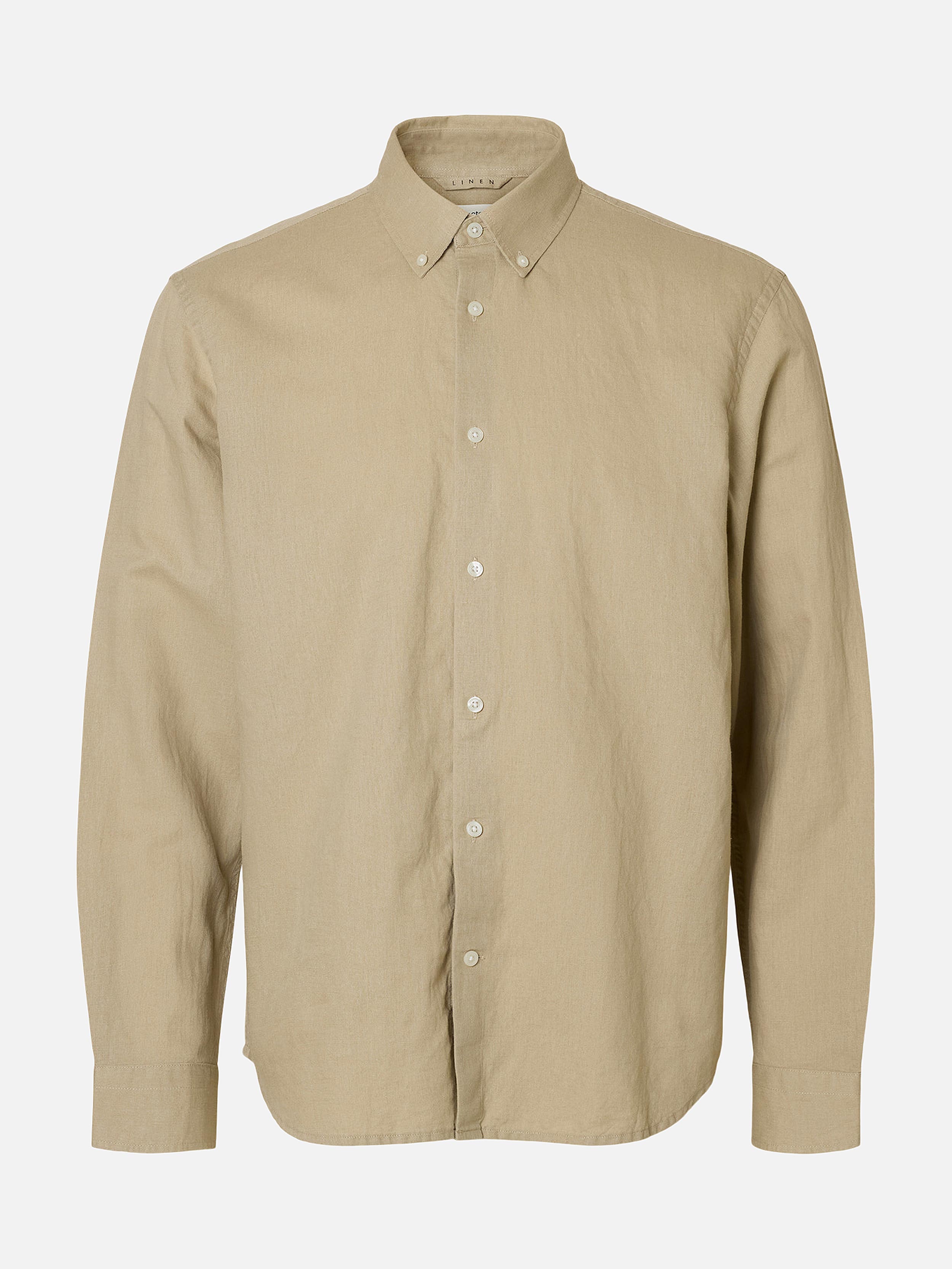 SLHREGCLAY LINEN BLEND BD LS SHIRT PURE CASHMERE