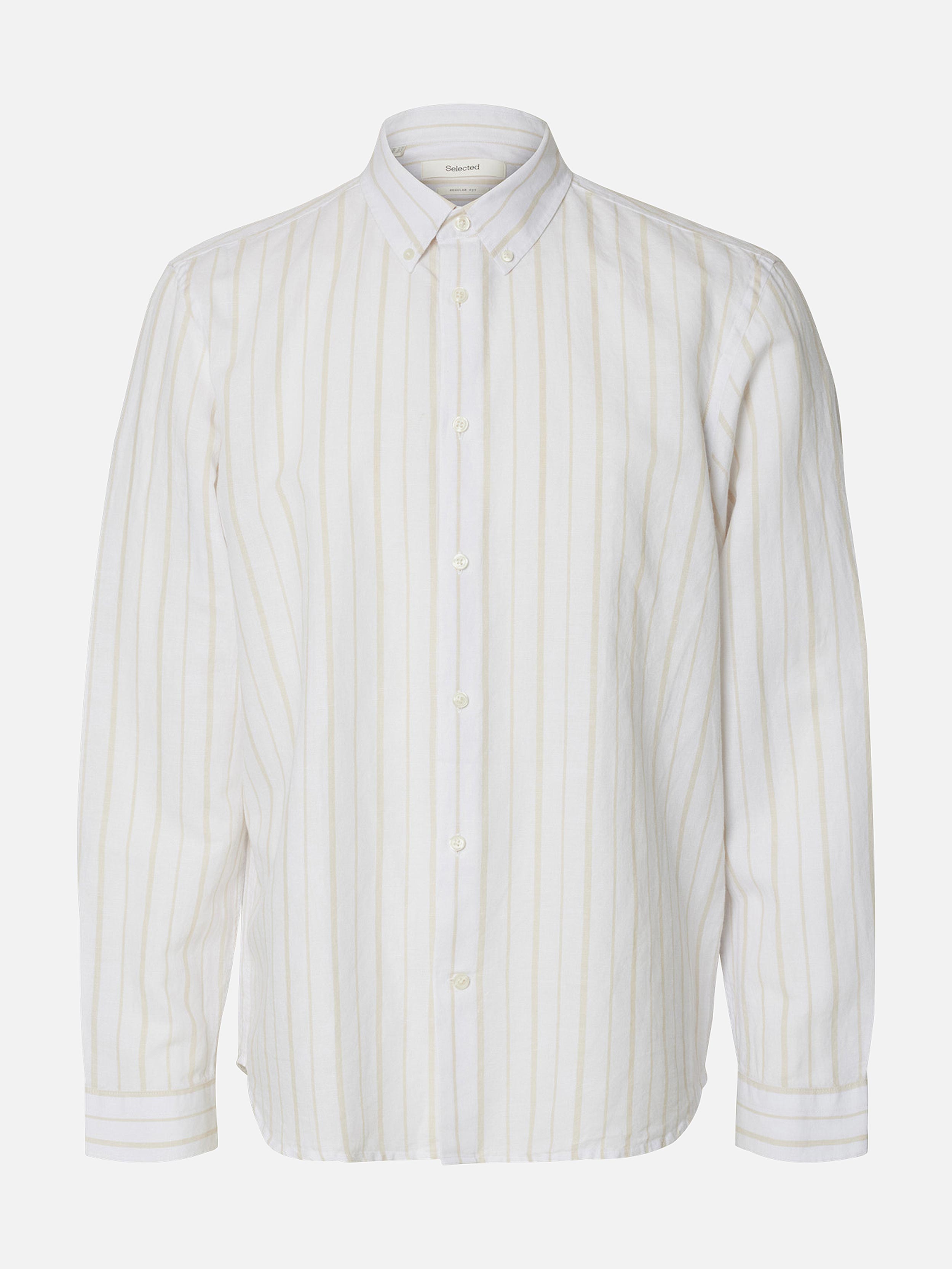 SLHREGCLAY LINEN BLEND BD LS SHIRT BRIGHT WHITE