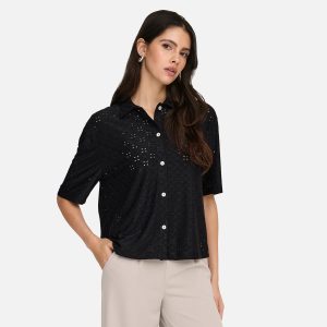 CATHINKA BUTTON TOP BLACK – Image 1