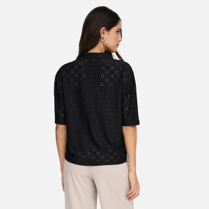 CATHINKA BUTTON TOP BLACK – Image 2