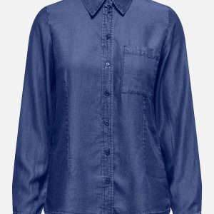 ONLCHARIS LIFE LS FITTED SHIRT DARK BLUE DENIM - Image 1