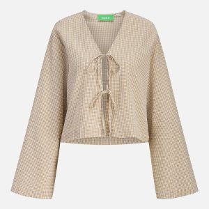 JXZOE SEERSUCKER LS TIE SHIRT CORNSTALK WHITE – Image 1