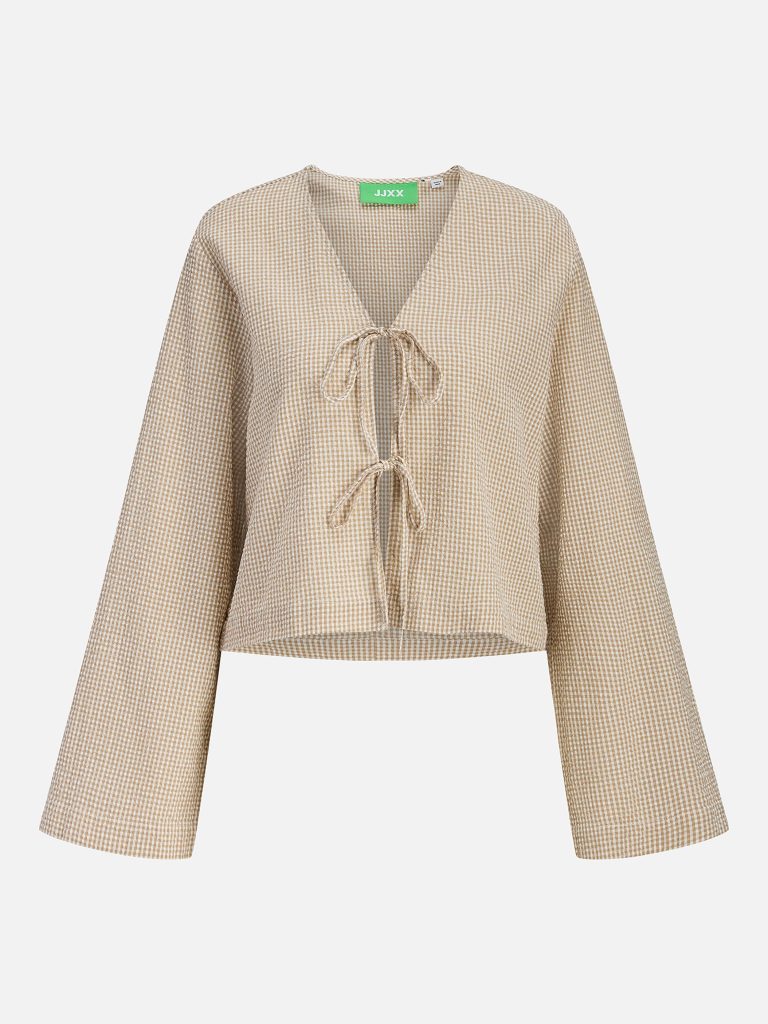 JXZOE SEERSUCKER LS TIE SHIRT CORNSTALK WHITE