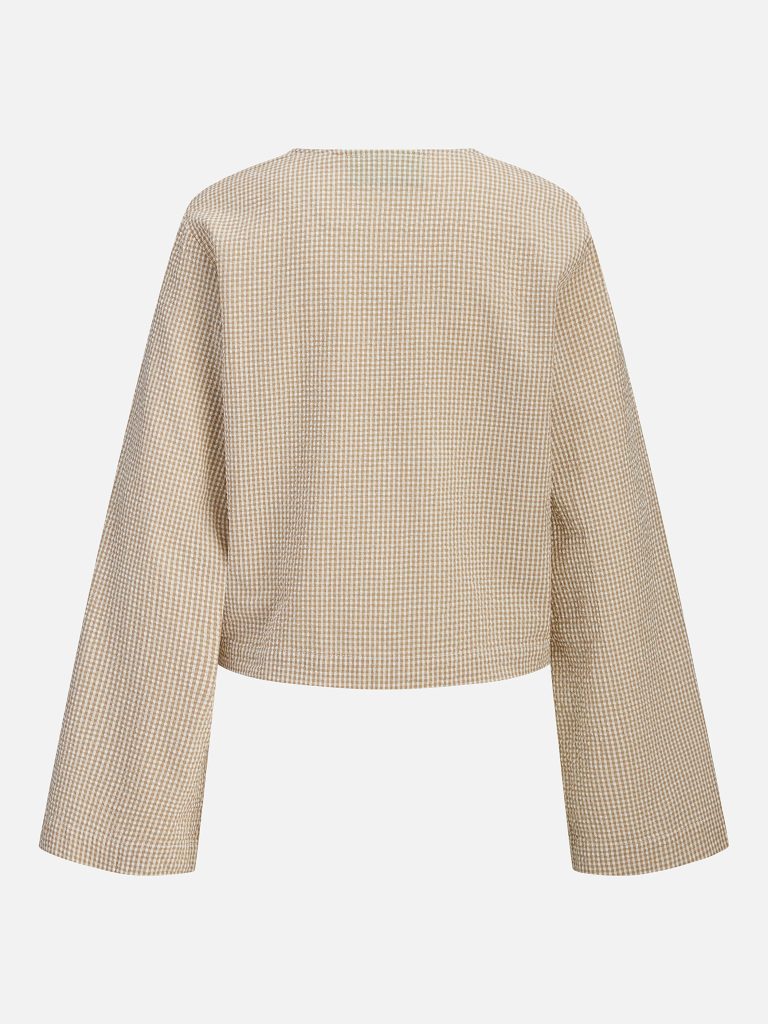 JXZOE SEERSUCKER LS TIE SHIRT CORNSTALK WHITE