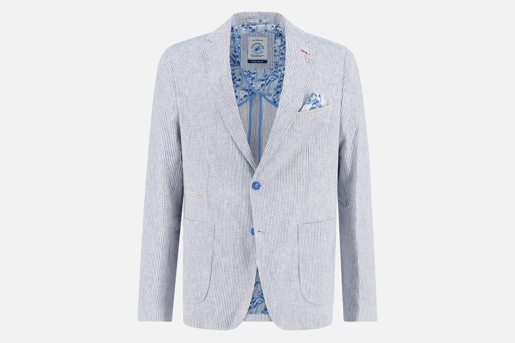 BLAZER LINEN STRIPE COBALT