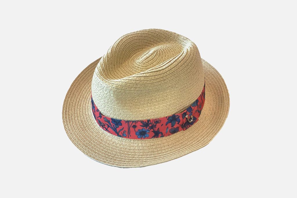 STRAW HAT FLORAL ORANGE