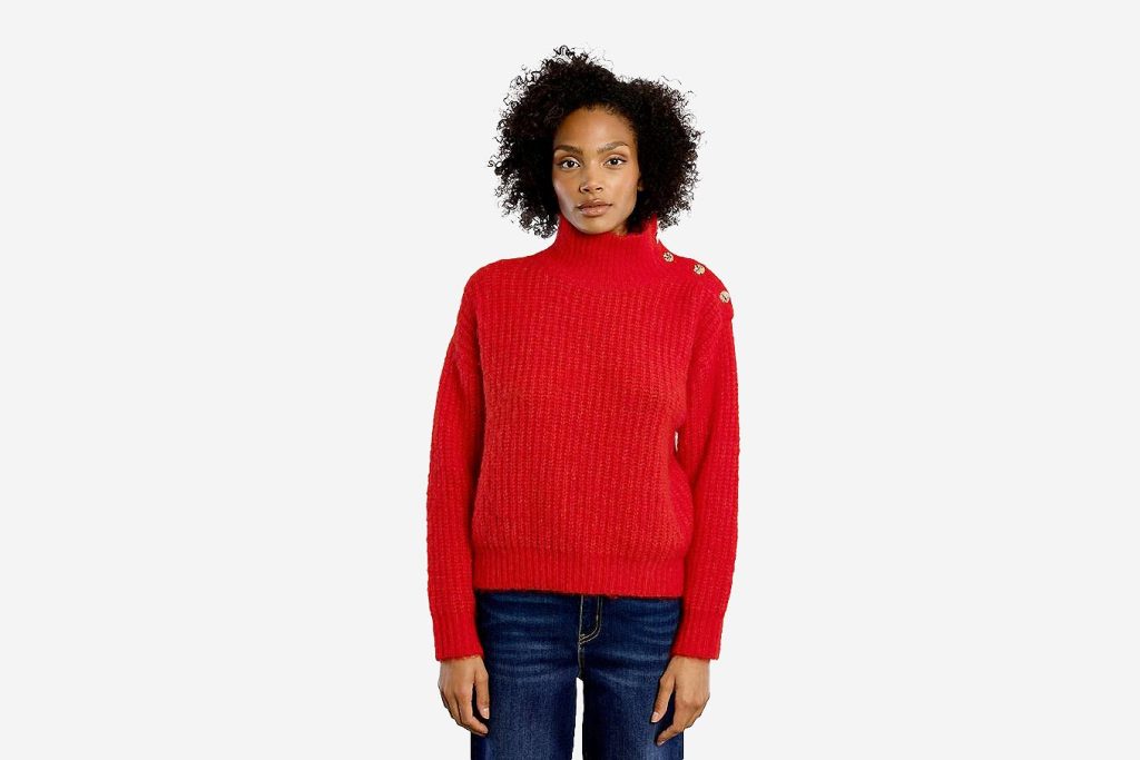 PULL LILI COL MONTANT ROUGE