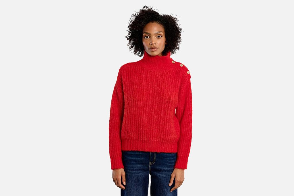 PULL LILI COL MONTANT ROUGE