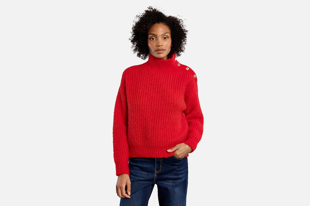 PULL LILI COL MONTANT ROUGE