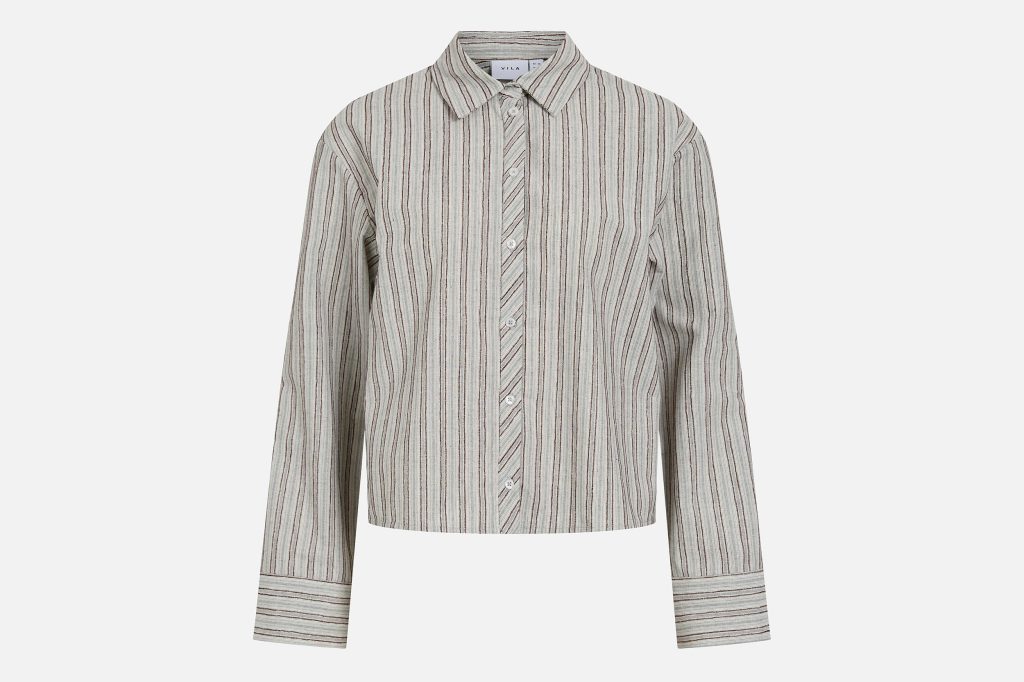 VIFIRLA LS STRIPE SHIRT LIGHT GREY