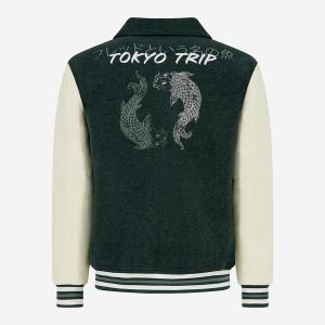 BASEBALL JACKET DARK GREEN - Image 2