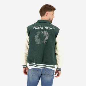 BASEBALL JACKET DARK GREEN - Image 3