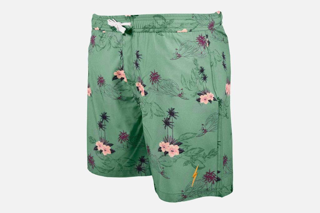 LB SWIMSHORT GREEN HIBISCUS