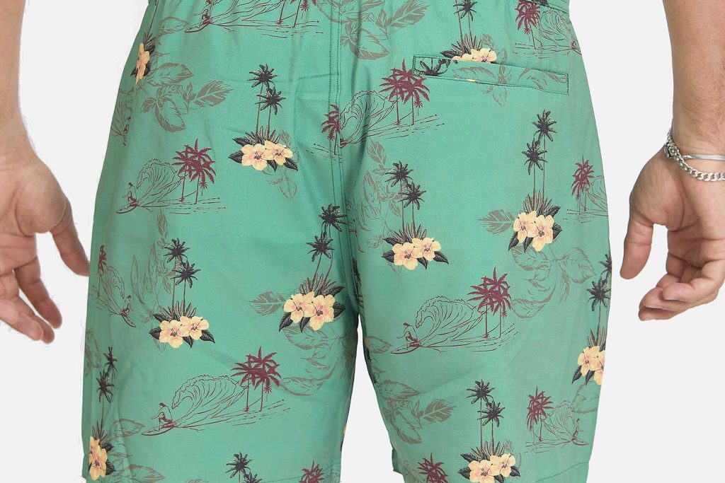 LB SWIMSHORT GREEN HIBISCUS