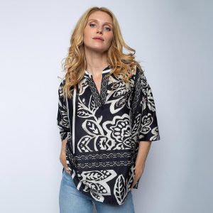 TOP PAISLEY PATCH BLACK WHITE - Image 1