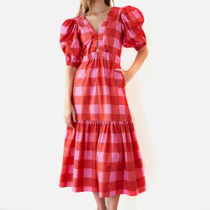MAXI DRESS JOY VICHY ROUGE – Image 2