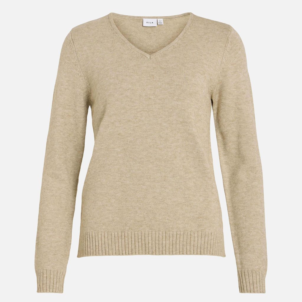 RIL V NECK KNIT TOP MUD