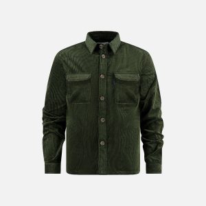 OVERSHIRT RIB DARK GREEN – Image 1