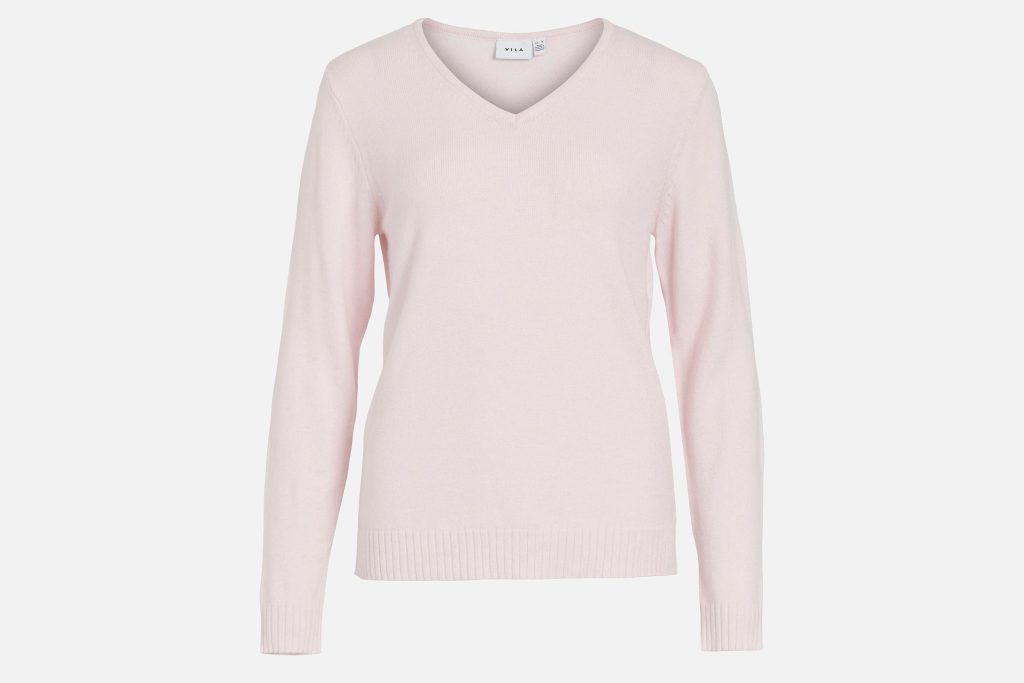 RIL VNECK LS KNIT TOP CHERRY