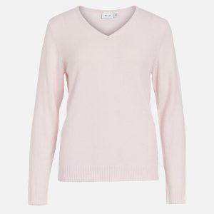 RIL VNECK LS KNIT TOP CHERRY - Image 1