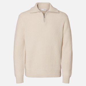 LAND KNIT HALF ZIP TOFU - Image 1